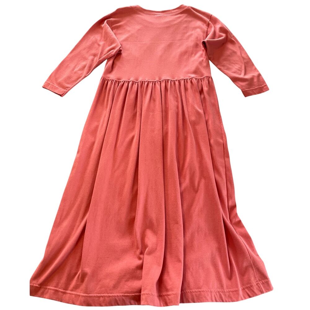 Lands End Womens 100% Cotton LS Longline Made In USA Solid Coral Dress Sz S 6-8